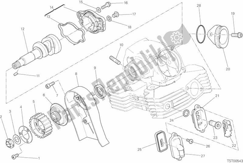 Toutes les pièces pour le Culasse Verticale - Calage du Ducati Monster 659 Australia 2019